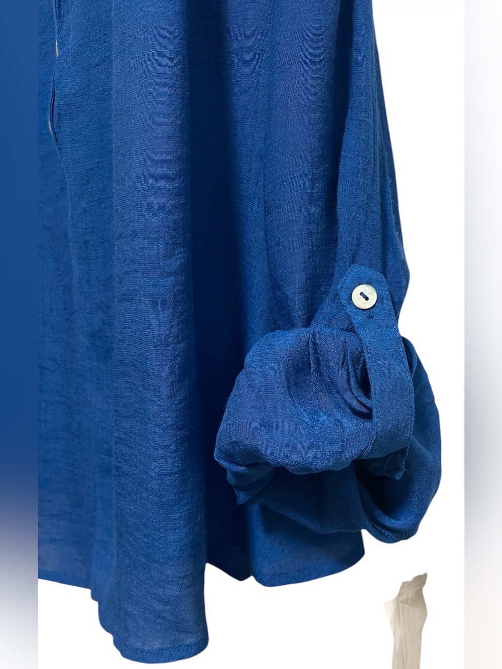 ZAC & RACHEL SOLID PLEATED TUNIC V-NECK ROLL SLEEVES WOMEN COLOR BLUE SIZE 1X * - Picture 4 of 14
